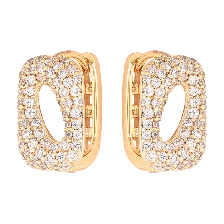 Серьги Xuping цвет Позолота 18K колечки "Инкрустация кристаллами" фото №1