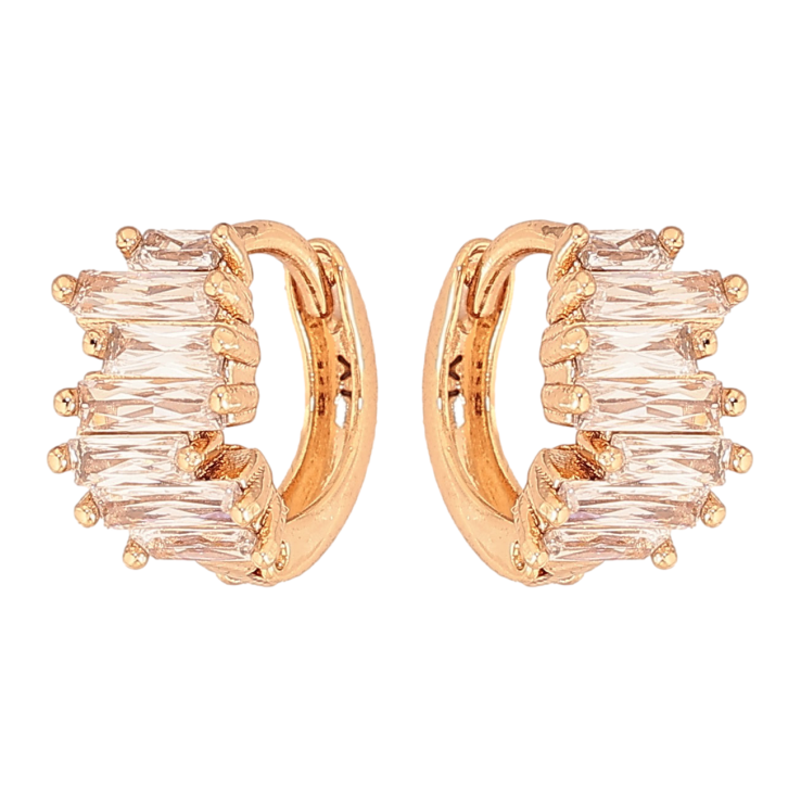 Серьги Xuping цвет Позолота 18К колечки "Дорожки кристаллов" фото №9