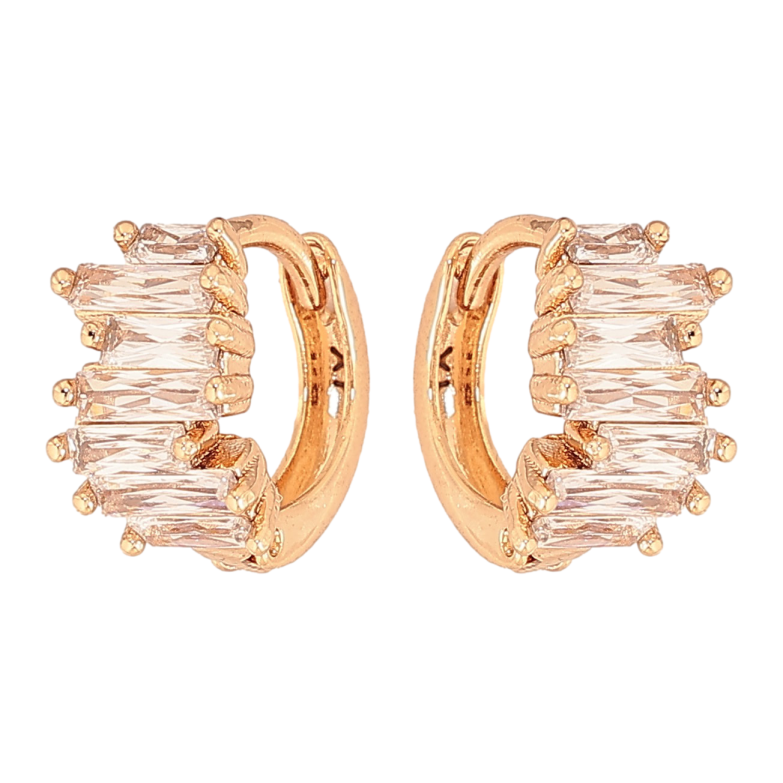 Серьги Xuping цвет Позолота 18К колечки "Дорожки кристаллов" фото №1