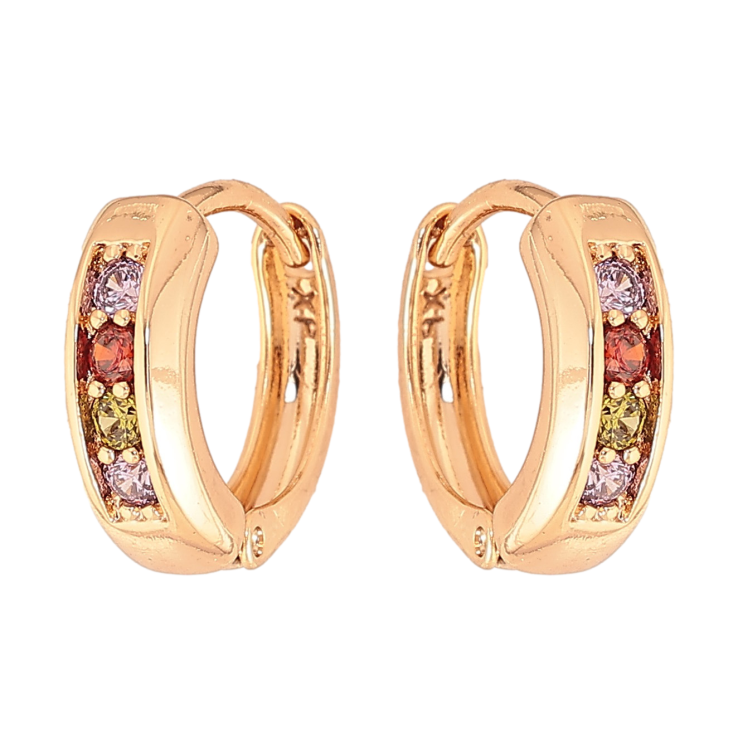 Серьги Xuping цвет Позолота 18К колечки "Дорожки разноцветных кристаллов" фото №12 Серьги Xuping цвет Позолота 18К колечки "Дорожки разноцветных кристаллов" фото №12