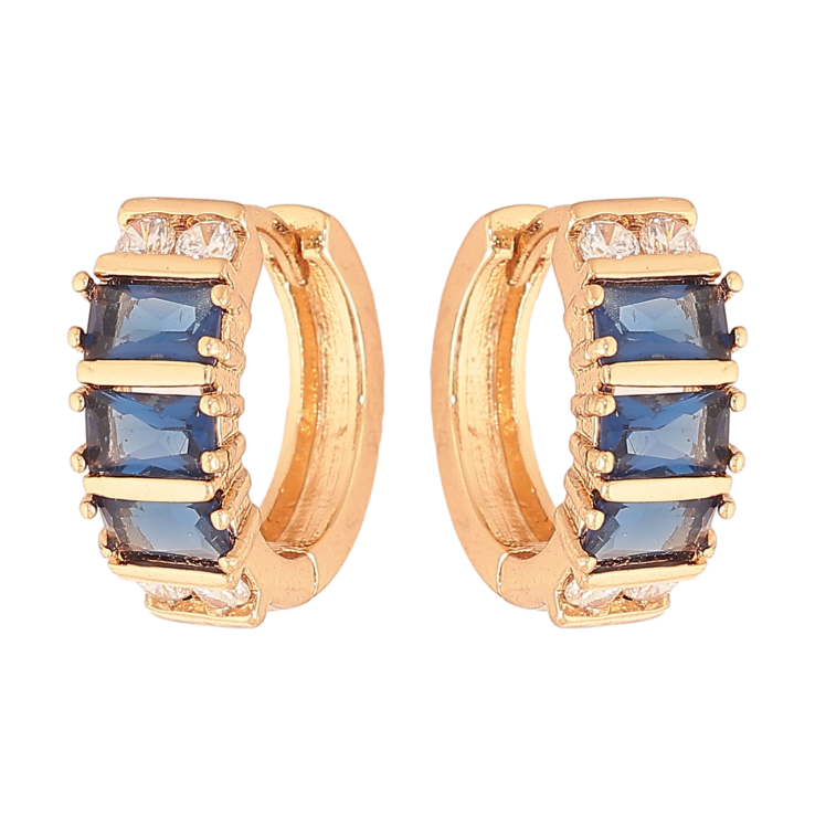 Сережки Xuping колір Позолота 18К колечка "Візерунок з синіми кристалами" фото №14