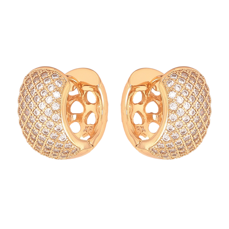 Серьги Xuping цвет Позолота 18К колечки "Инкрустация кристаллов" фото №14