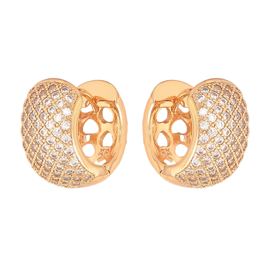 Сережки Xuping колір Позолота 18К колечка "Інкрустація кристалів" фото №1