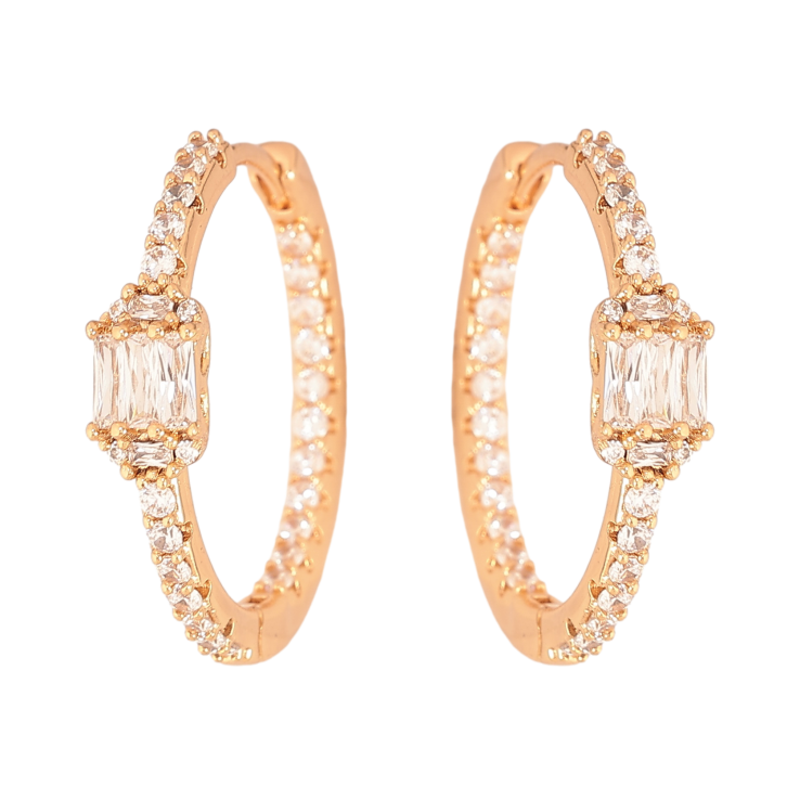 Серьги Xuping цвет Позолота 18К колечки "Дорожки кристаллов" фото №20