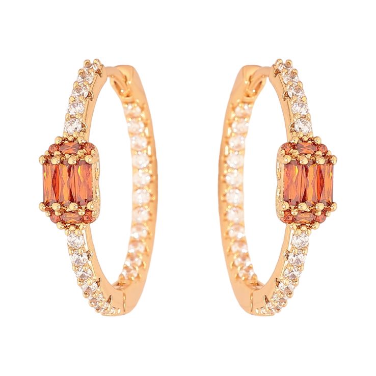 Серьги Xuping цвет Позолота 18К колечки "Дорожки кристаллов" фото №19