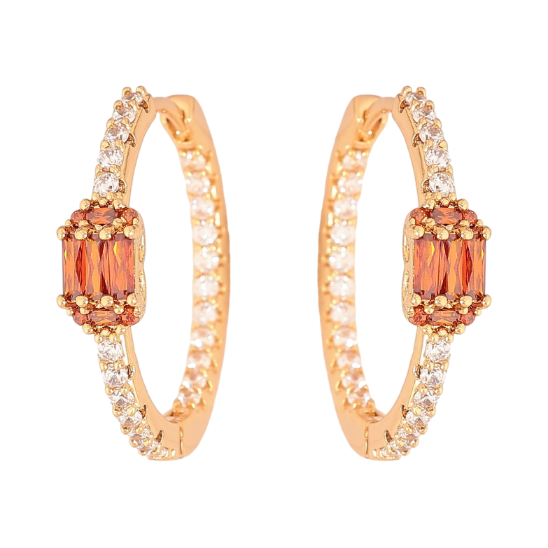 Сережки Xuping колір Позолота 18К колечка "Доріжки кристалів" фото №1