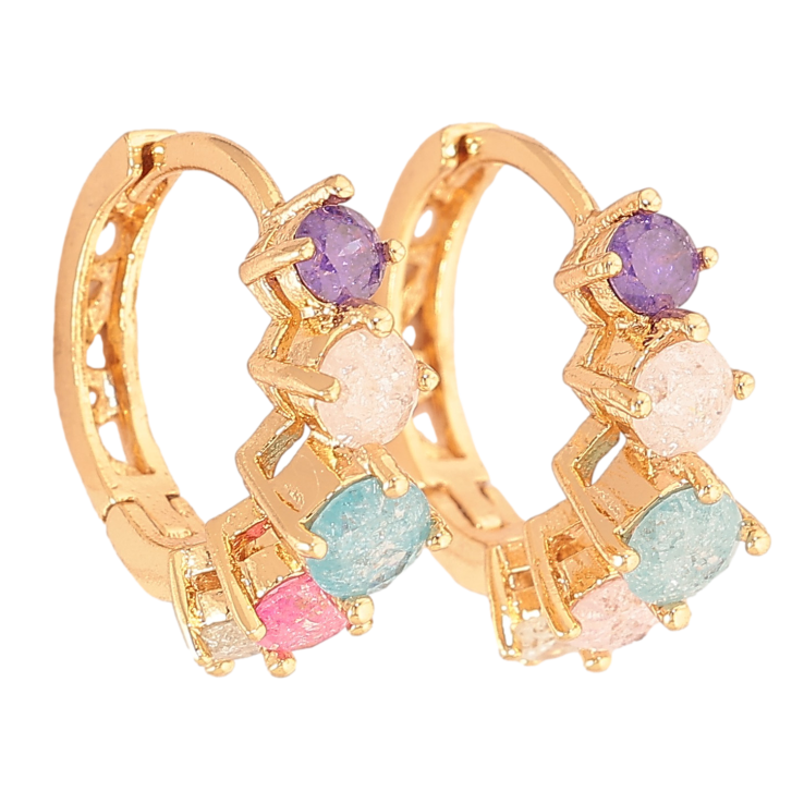 Сережки Xuping колір Позолота 18К колечка "Доріжки кристалів" Різний відтінок кристалів! фото №23