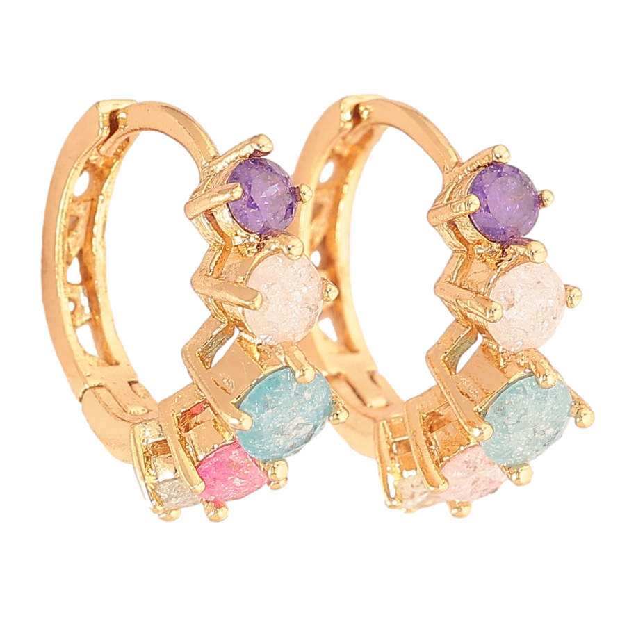 Сережки Xuping колір Позолота 18К колечка "Доріжки кристалів" Різний відтінок кристалів! фото №1