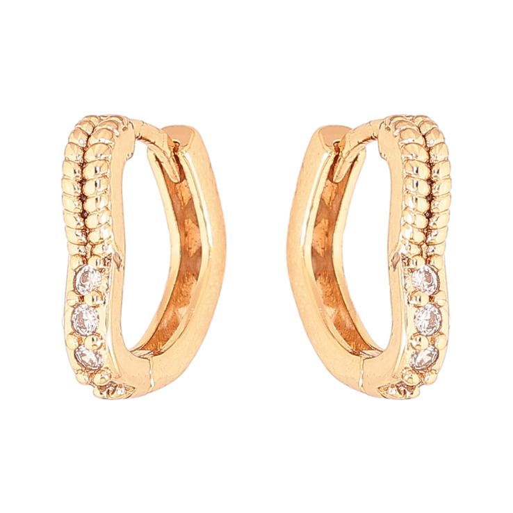 Серьги Xuping цвет Позолота 18К колечки "Сердечки с кристаллами" фото №6