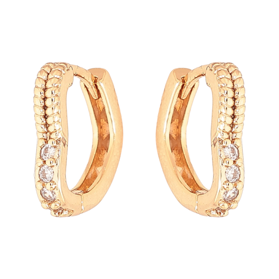 Серьги Xuping цвет Позолота 18К колечки "Сердечки с кристаллами" фото №1