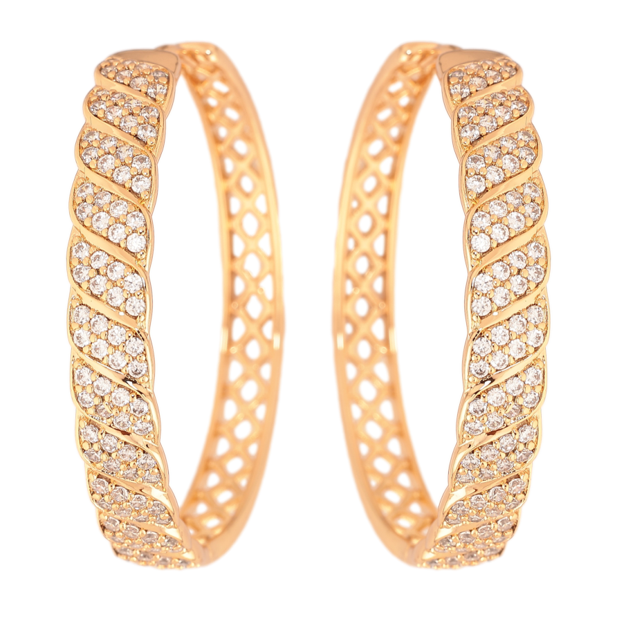 Серьги Xuping цвет Позолота 18К колечки "Инкрустация кристаллами" фото №1