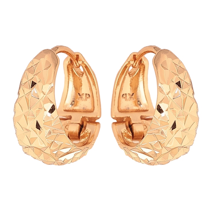 Серьги Xuping цвет Позолота 18К колечки "Узор насечками" фото №2 Серьги Xuping цвет Позолота 18К колечки "Узор насечками" фото №2