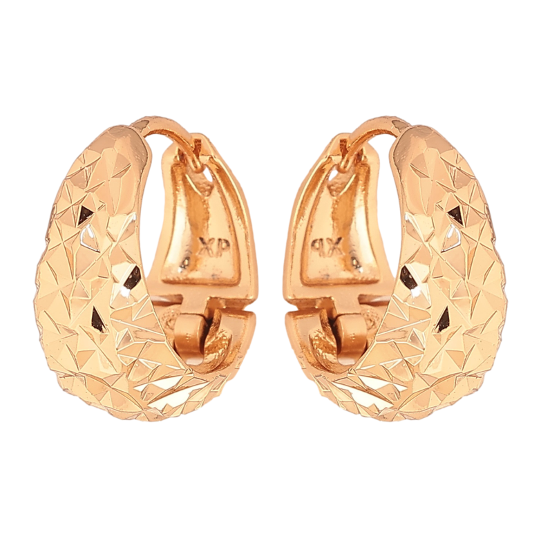 Сережки Xuping колір Позолота 18К колечка "Візерунок насічками" фото №1 Сережки Xuping колір Позолота 18К колечка "Візерунок насічками" фото №1
