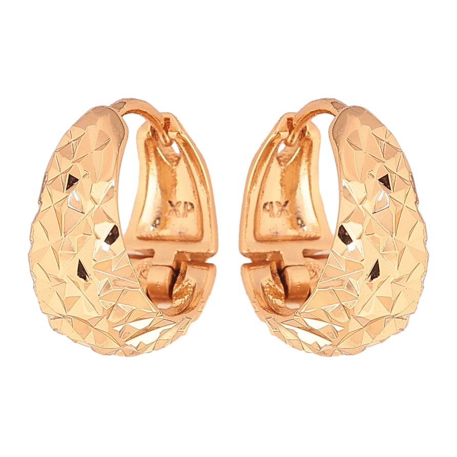 Серьги Xuping цвет Позолота 18К колечки "Узор насечками" фото №1