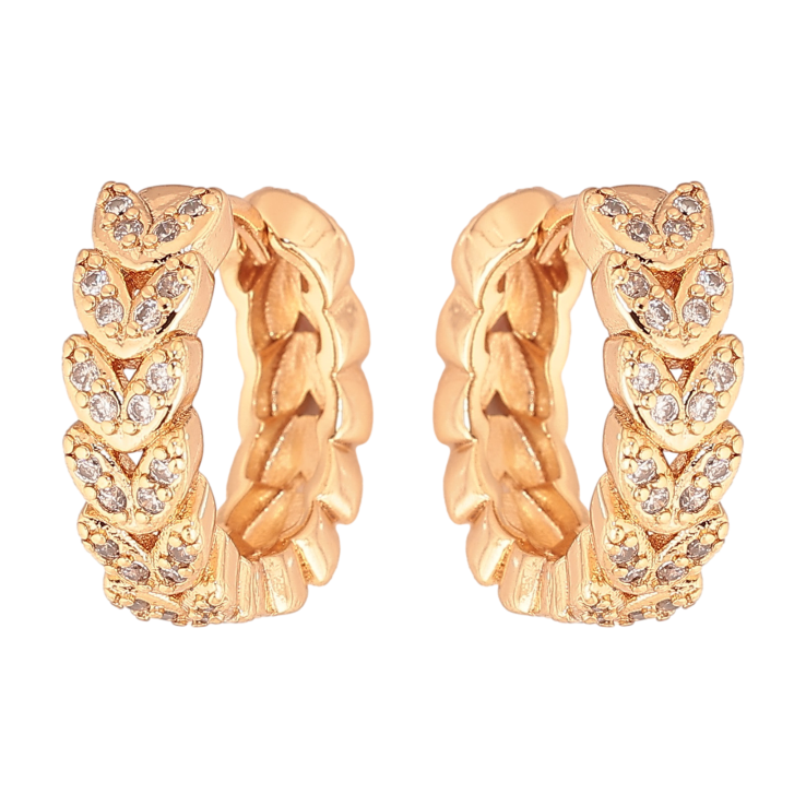 Серьги Xuping цвет Позолота 18К колечки "Колосок с кристаллами" фото №7