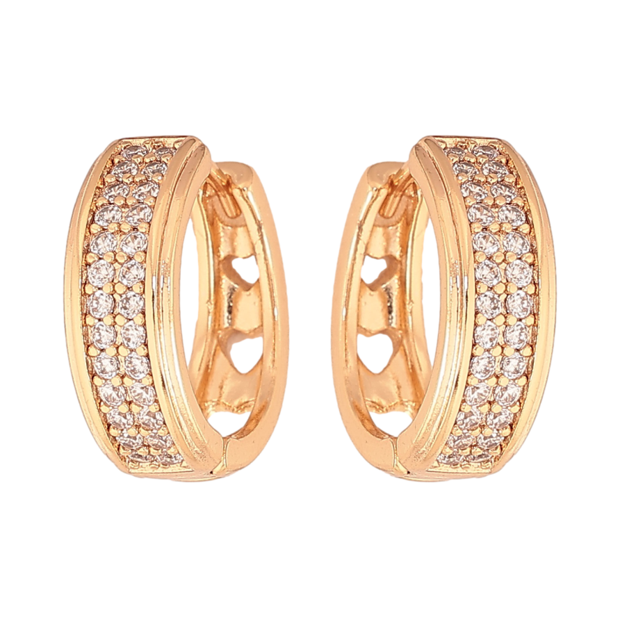 Сережки Xuping колір Позолота 18К колечка "Інкрустація кристалами" фото №1