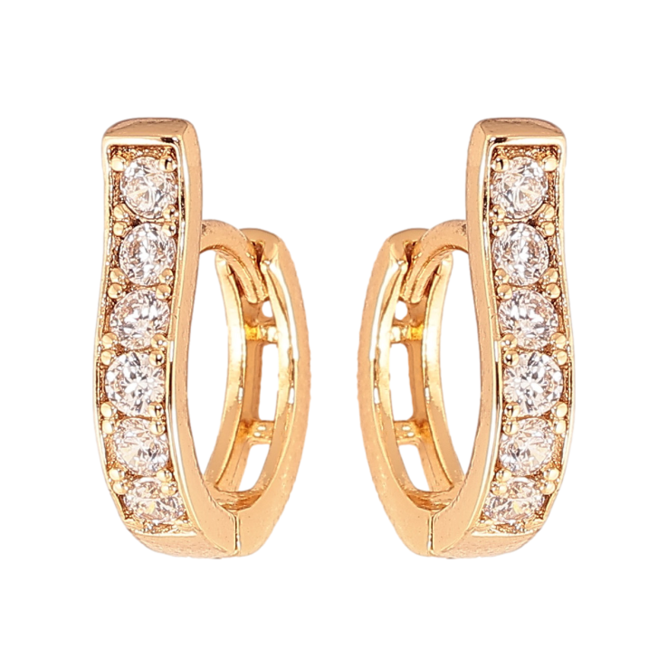 Сережки Xuping колір Позолота 18K колечка "Доріжки кристалів" фото №23