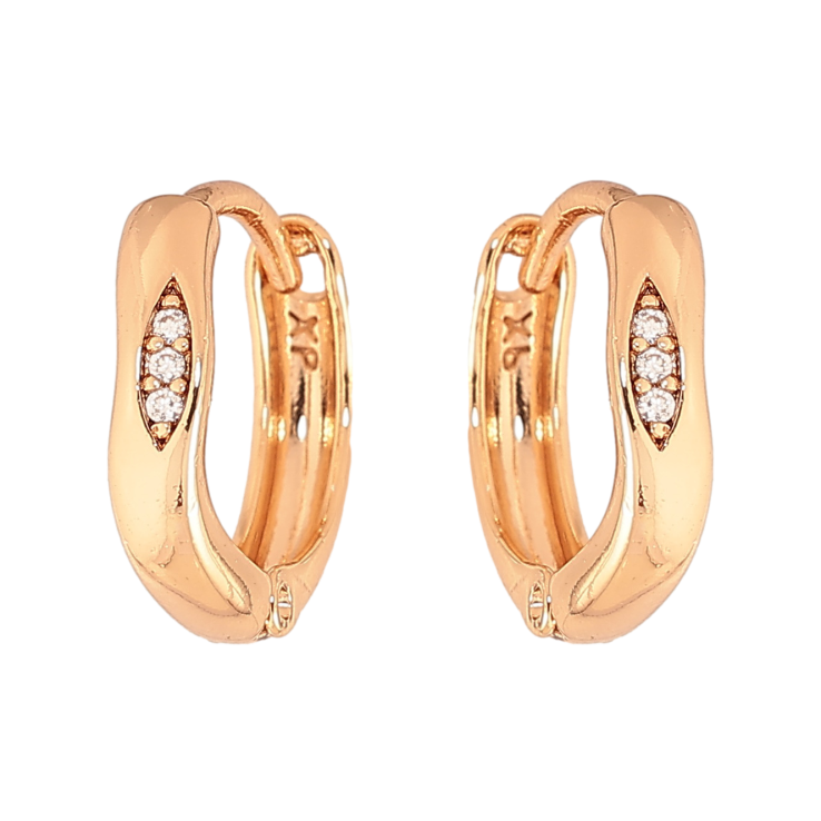 Сережки Xuping колір Позолота 18К колечка "Візерунок з кристалами" фото №9 Сережки Xuping колір Позолота 18К колечка "Візерунок з кристалами" фото №9