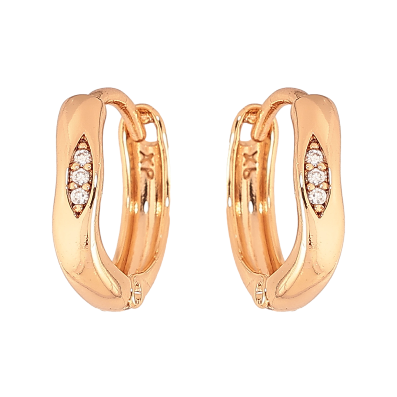 Сережки Xuping колір Позолота 18К колечка "Візерунок з кристалами" фото №1