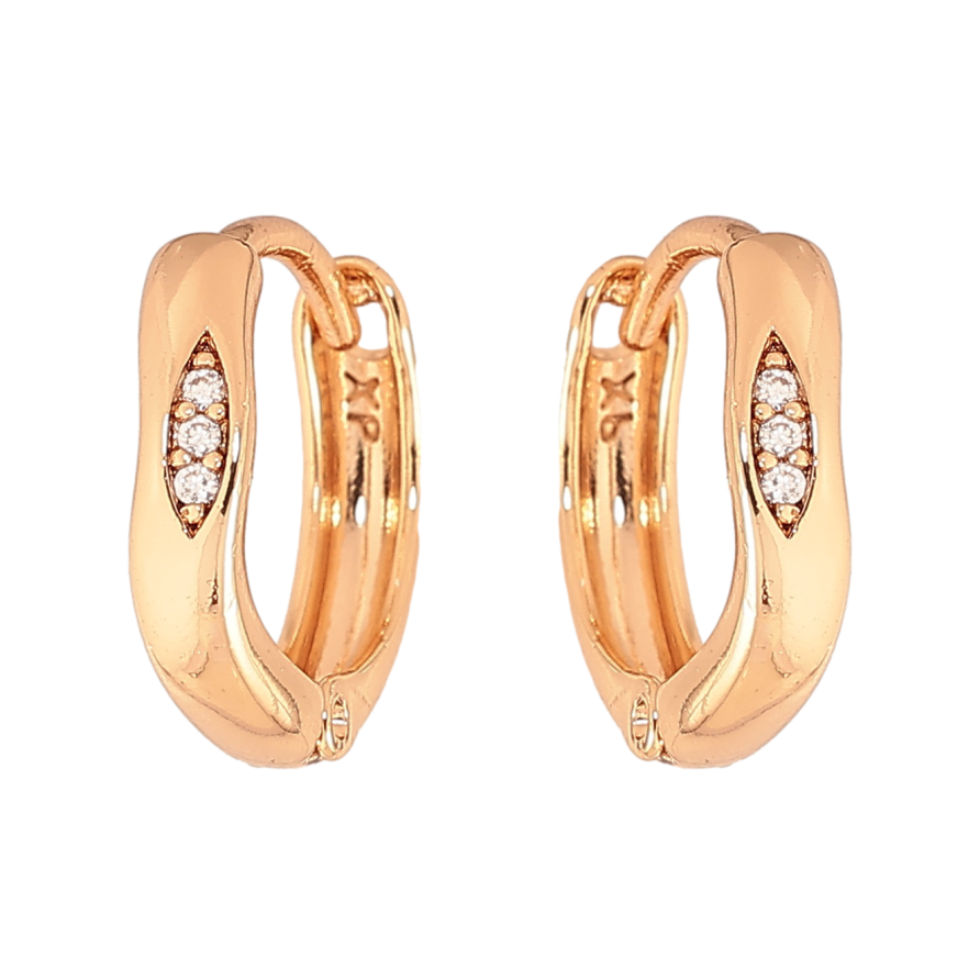 Серьги Xuping цвет Позолота 18К колечки "Узор с кристаллами" фото №1 Серьги Xuping цвет Позолота 18К колечки "Узор с кристаллами" фото №1