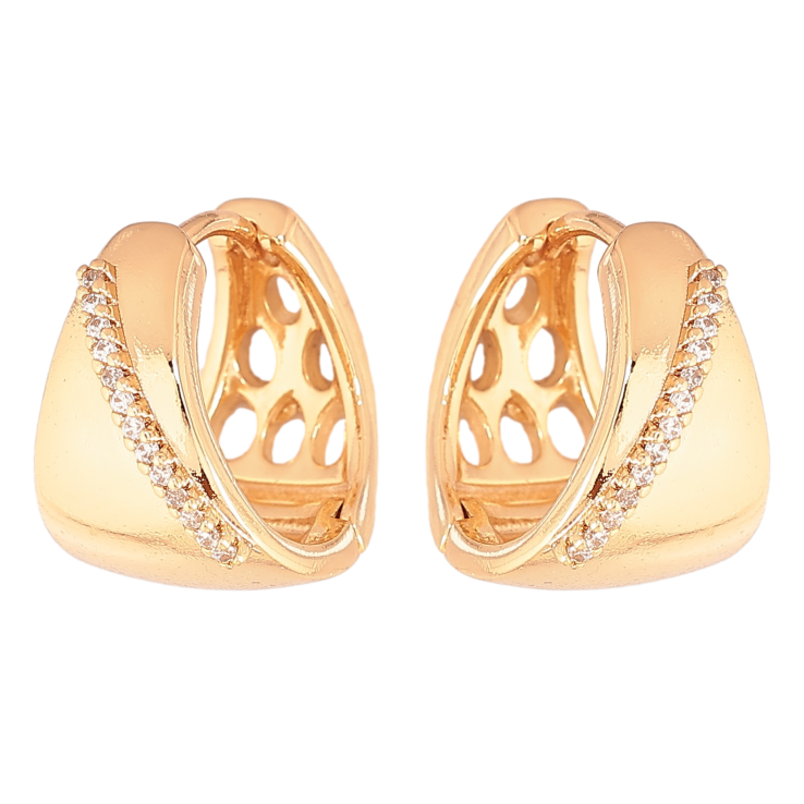 Сережки Xuping колір Позолота 18К колечка "Візерунок з кристалами" фото №18