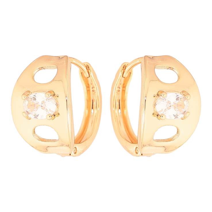 Серьги Xuping цвет Позолота 18K колечки "Узор с кристаллами" фото №23