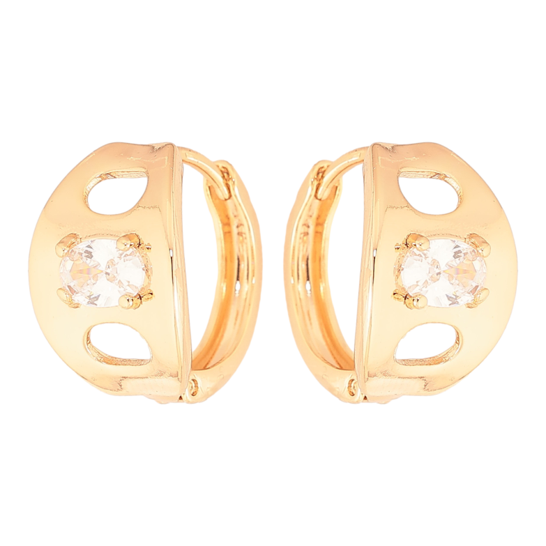 Серьги Xuping цвет Позолота 18K колечки "Узор с кристаллами" фото №1