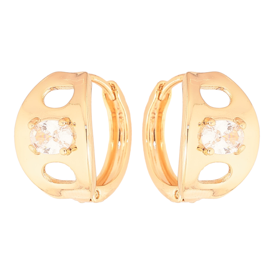 Серьги Xuping цвет Позолота 18K колечки "Узор с кристаллами" фото №1