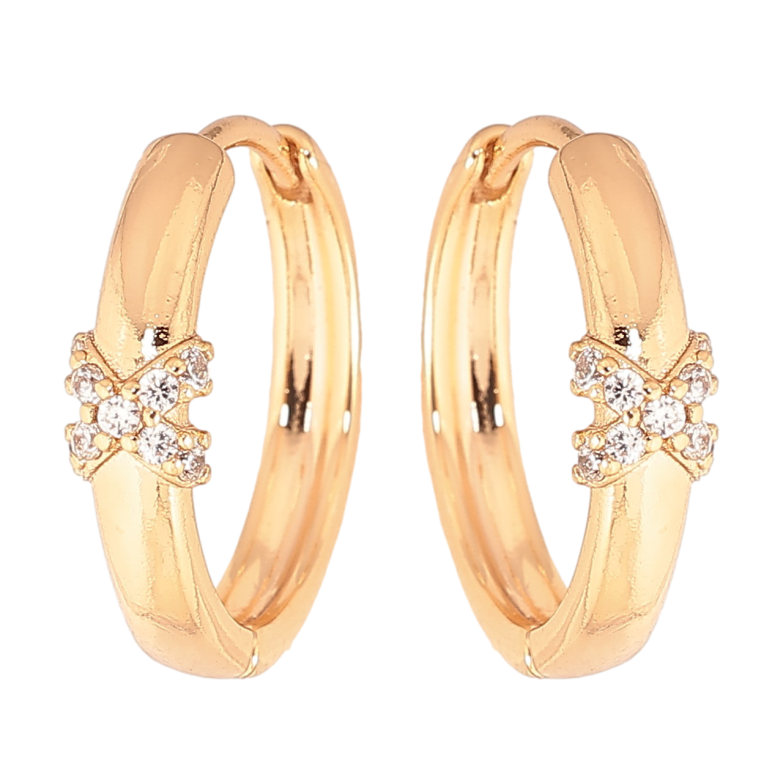 Серьги Xuping цвет Позолота 18K колечки "Узор с кристаллами"  фото №1