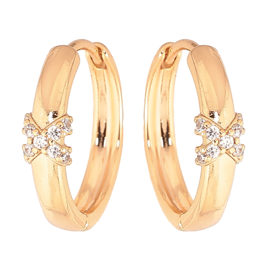 Сережки Xuping колір Позолота 18K колечка "Візерунок з кристалами" фото №1