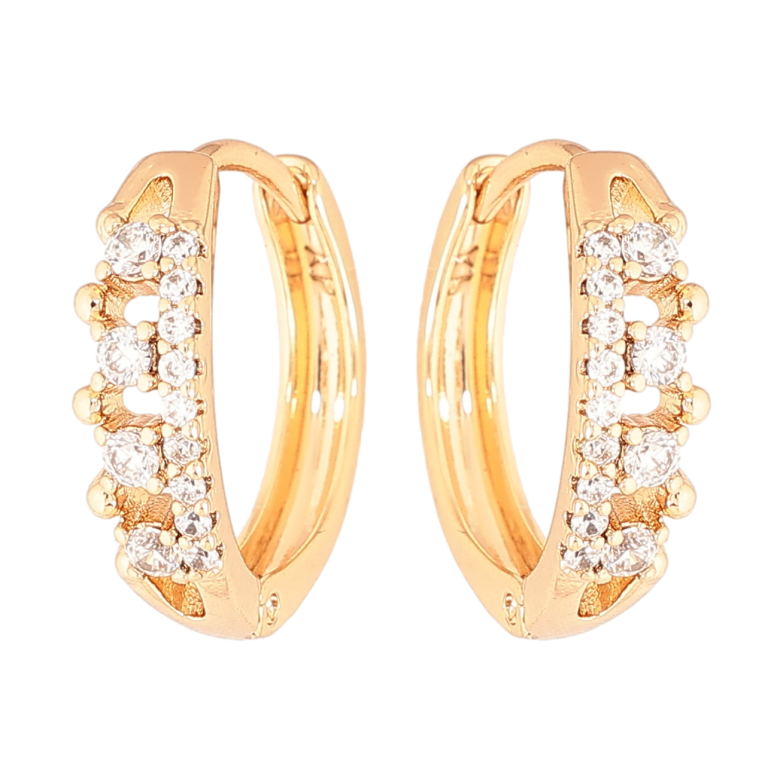 Серьги Xuping цвет Позолота 18К колечки "Инкрустация кристаллами" фото №2