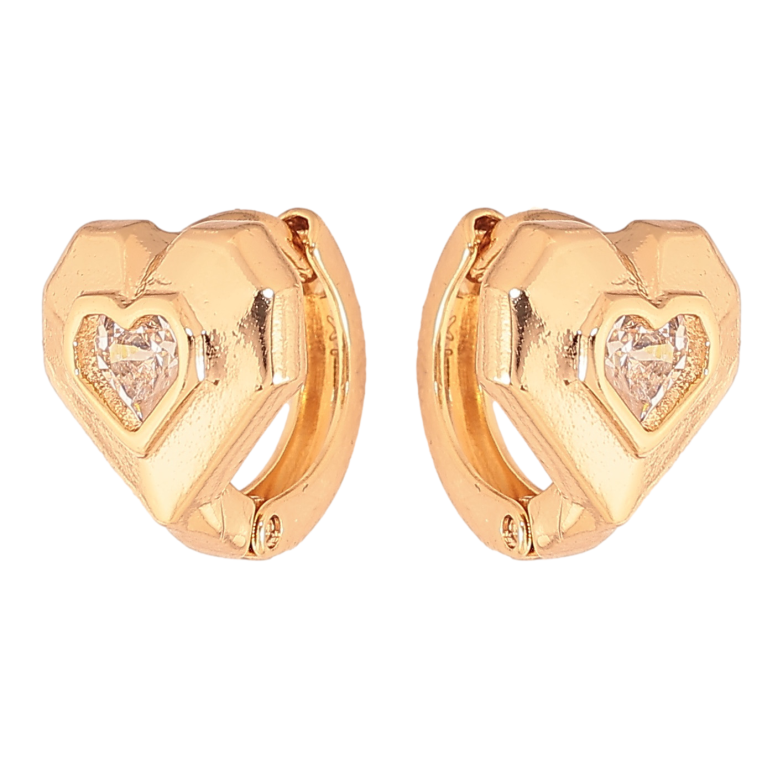Сережки Xuping колір Позолота 18К колечка "Сердечки з кристалами" фото №1