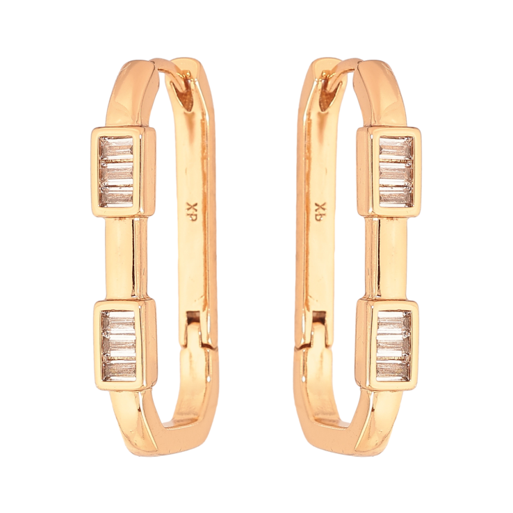 Серьги Xuping цвет Позолота 18К колечки "Узор с кристаллами" фото №24