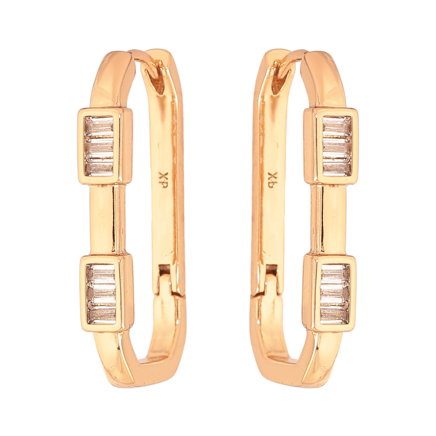 Серьги Xuping цвет Позолота 18К колечки "Узор с кристаллами" фото №1