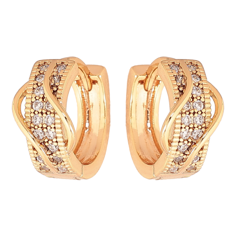 Сережки Xuping колір Позолота 18К колечка "Інкрустація кристалами" фото №1