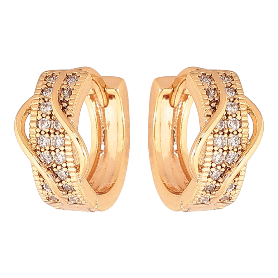 Сережки Xuping колір Позолота 18К колечка "Інкрустація кристалами" фото №1