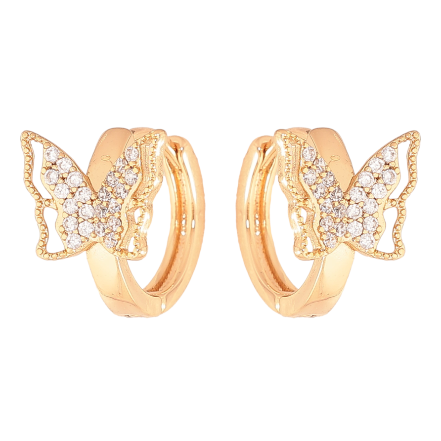 Серьги Xuping цвет Позолота 18К колечки "Бабочки с кристаллами" фото №1 Серьги Xuping цвет Позолота 18К колечки "Бабочки с кристаллами" фото №1