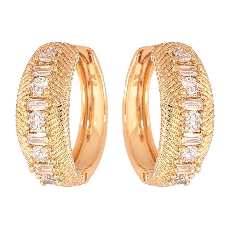 Сережки Xuping колір Позолота 18К колечка "Візерунок з кристалами" фото №18