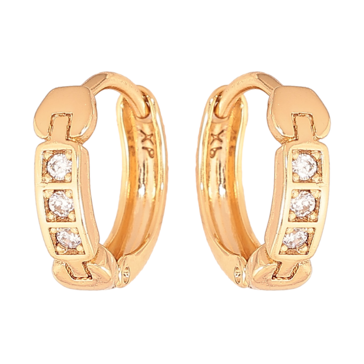 Сережки Xuping колір Позолота 18К колечка "Візерунок з кристалами" фото №10