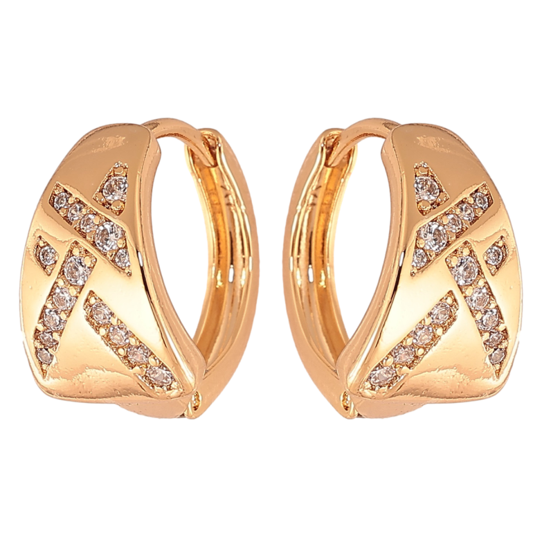 Сережки Xuping колір Позолота 18K колечка "Візерунок з кристалами" фото №1