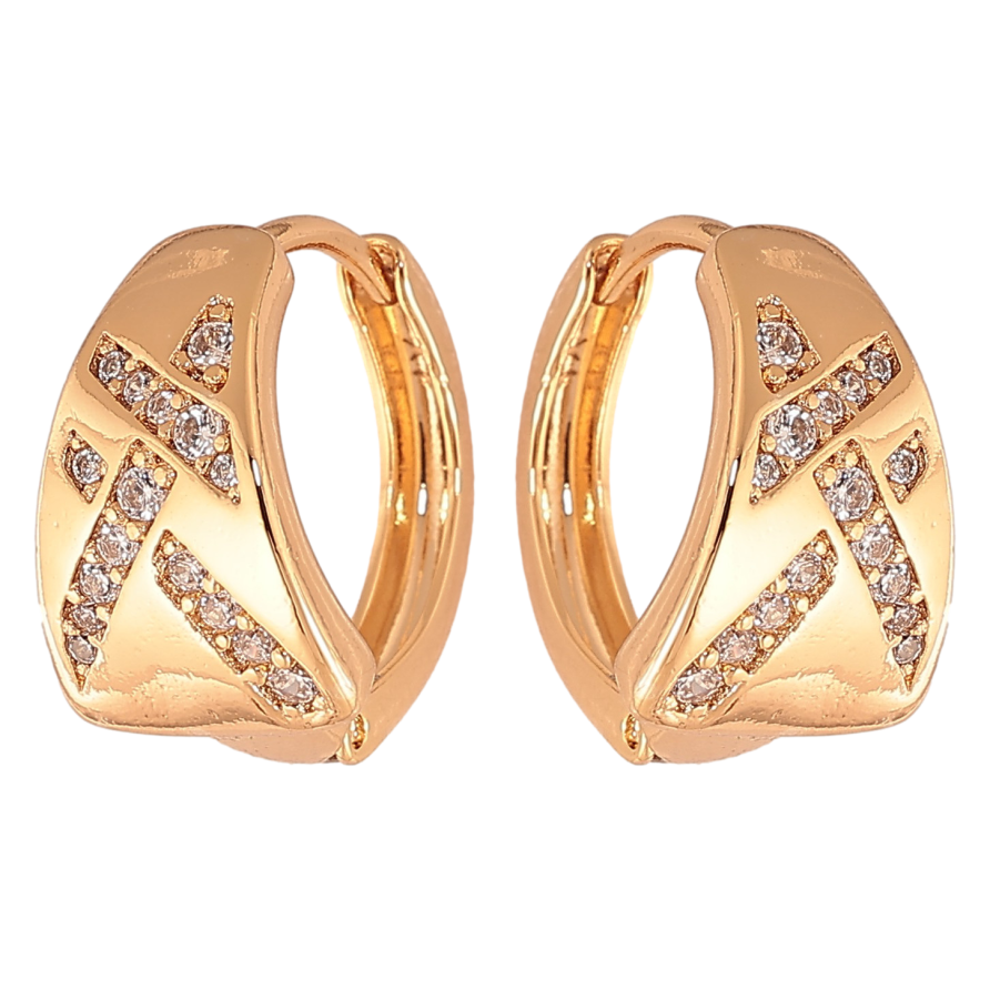 Сережки Xuping колір Позолота 18K колечка "Візерунок з кристалами" фото №1