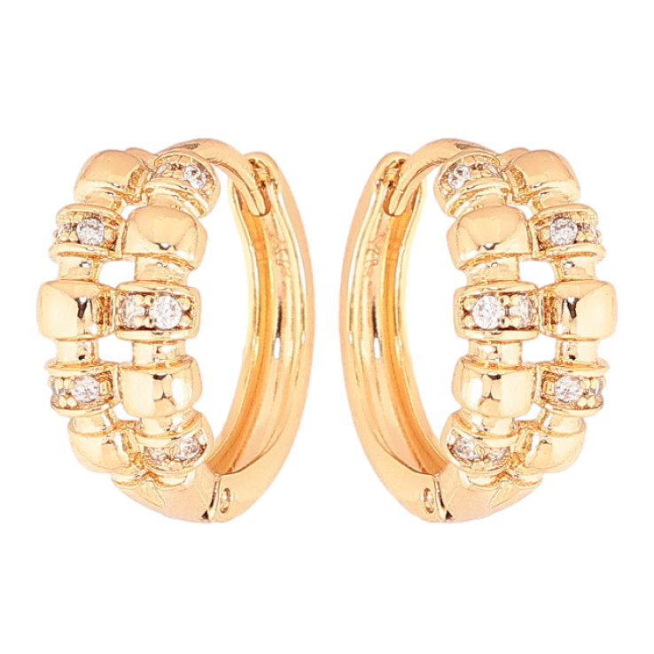 Сережки Xuping колір Позолота 18K колечка "Візерунок з кристалами" фото №18 Сережки Xuping колір Позолота 18K колечка "Візерунок з кристалами" фото №18