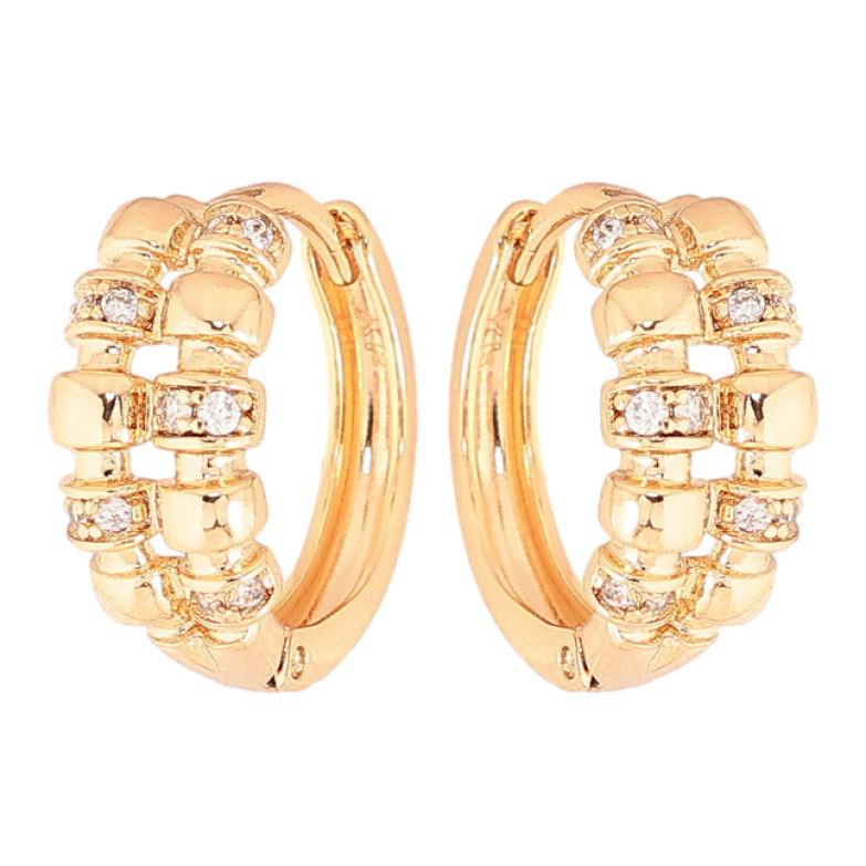 Сережки Xuping колір Позолота 18K колечка "Візерунок з кристалами" фото №1