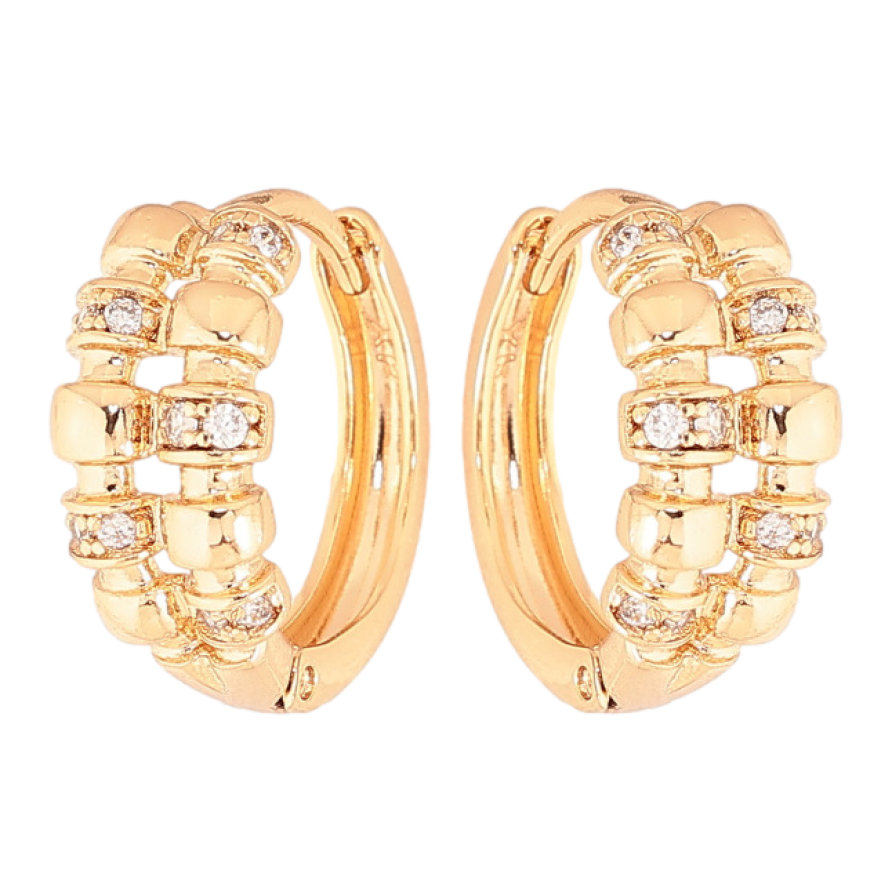 Сережки Xuping колір Позолота 18K колечка "Візерунок з кристалами" фото №1