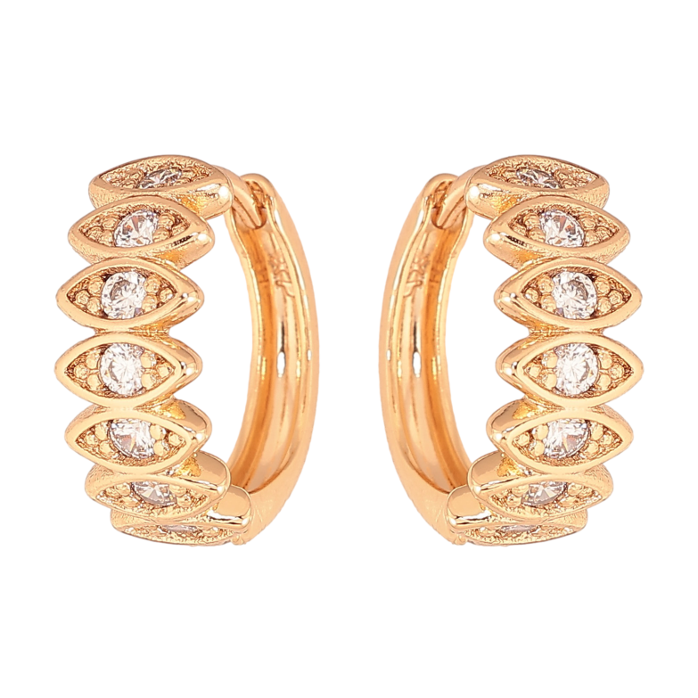 Сережки Xuping колір Позолота 18К колечка "Візерунок з кристалами" фото №1