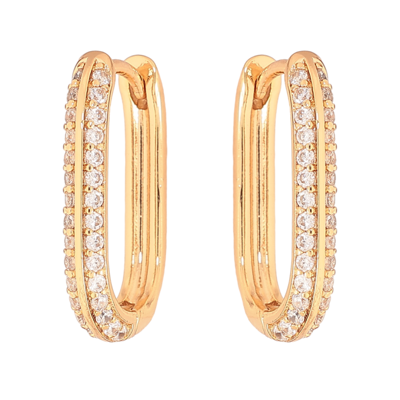 Сережки Xuping колір Позолота 18К колечка "Інкрустація кристалами" фото №1 Сережки Xuping колір Позолота 18К колечка "Інкрустація кристалами" фото №1