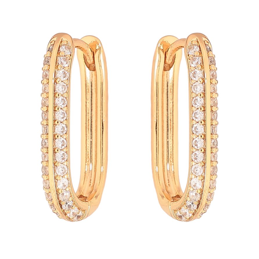 Сережки Xuping колір Позолота 18К колечка "Інкрустація кристалами" фото №1 Сережки Xuping колір Позолота 18К колечка "Інкрустація кристалами" фото №1