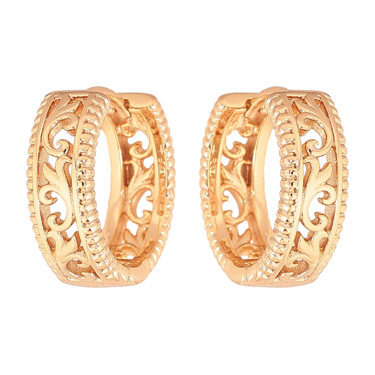 Сережки Xuping колір Позолота 18К колечка "Вензельний візерунок" фото №11