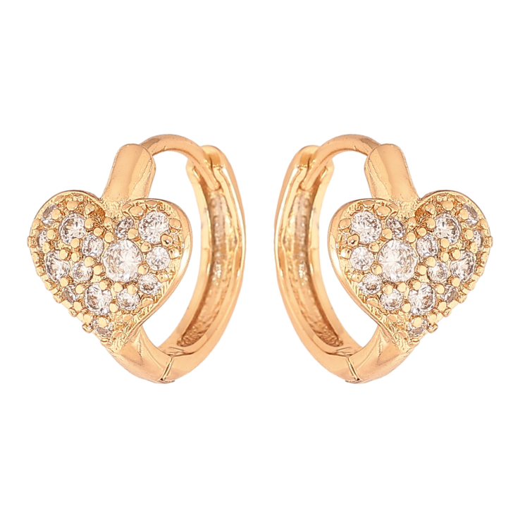 Сережки Xuping колір Позолота 18К колечка "Сердечки з інкрустацією кристалами" фото №14