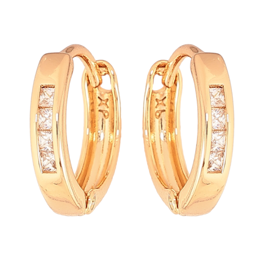 Сережки Xuping колір Позолота 18К колечка "Доріжки кристалів" фото №1 Сережки Xuping колір Позолота 18К колечка "Доріжки кристалів" фото №1